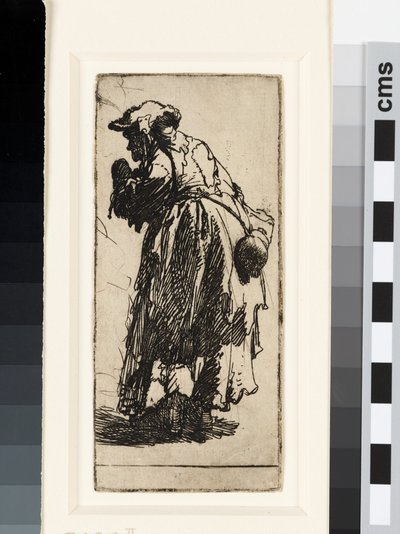 Oude bedelares met een kalebas door Rembrandt van Rijn