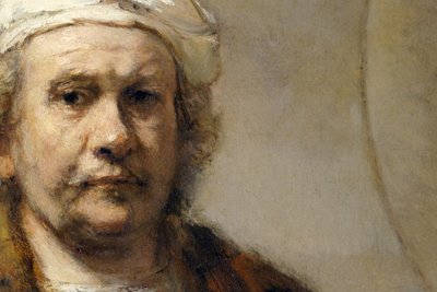 Rembrandt - Zelfportret (detail) door Rembrandt Harmensz. van Rijn