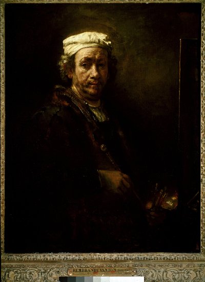 Zelfportret aan de ezel door Rembrandt van Rijn