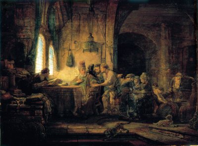 De gelijkenis van de arbeiders in de wijngaard door Rembrandt van Rijn