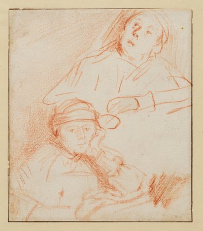 Twee studies van Saskia door Rembrandt van Rijn