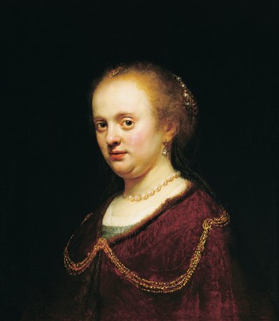 Jonge vrouw met een gouden ketting door Rembrandt Harmensz. van Rijn