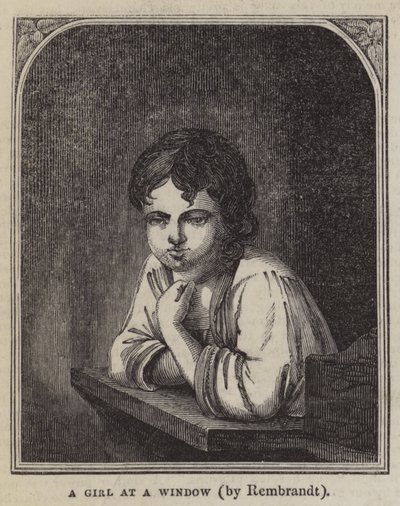 Een Meisje bij een Raam door Rembrandt van Rijn