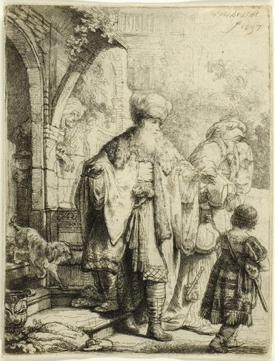 Abraham verdrijft Hagar en Ismaël door Rembrandt van Rijn