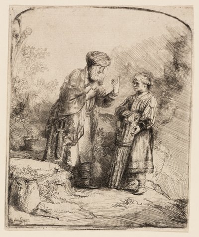Abraham en Isaak door Rembrandt van Rijn
