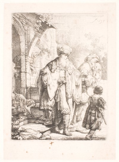 Abraham verdrijft Hagar en Ismael door Rembrandt van Rijn