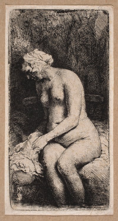 Naakt van een vrouw „met haar voeten in het water“ door Rembrandt van Rijn