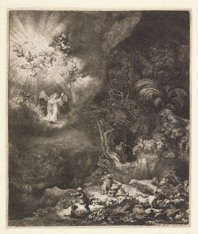 Aankondiging aan de herders door Rembrandt van Rijn