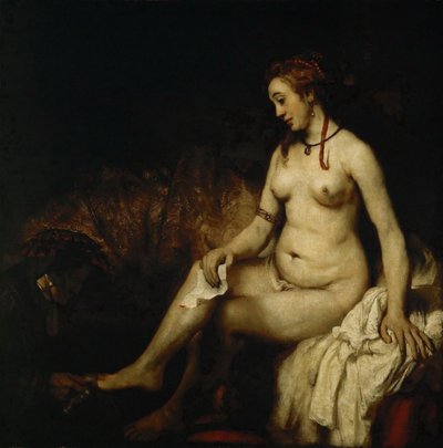 Bathseba bij haar bad Bathseba met de brief van koning David door Rembrandt van Rijn
