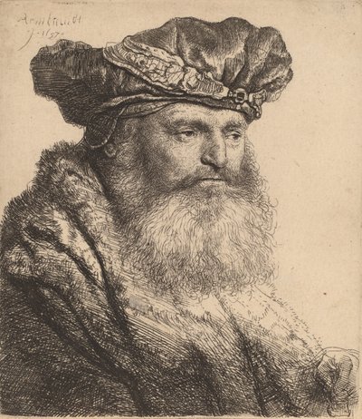 Baardman in een Fluwelen Muts met een Juweel Klem, 1637 door Rembrandt van Rijn