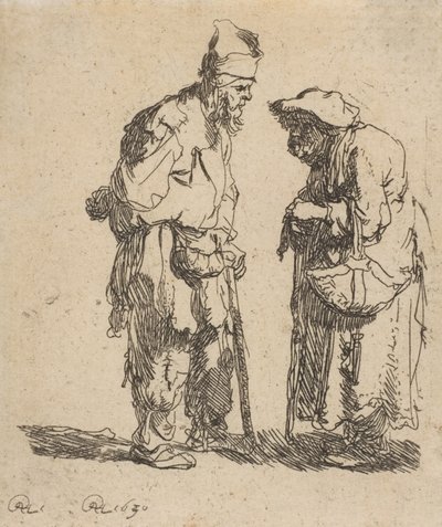 Bedelaar en bedelares in gesprek, 1630 door Rembrandt van Rijn