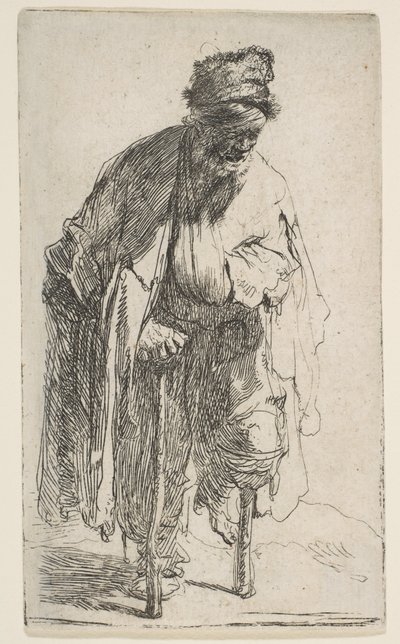 Bedelaar met een houten been door Rembrandt van Rijn