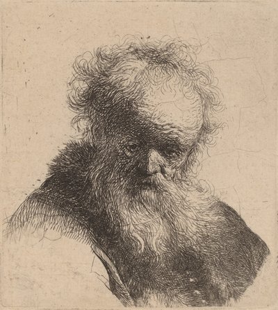 Buste van een Oude Man met Lange Baard en Witte Mouw, ca. 1630 door Rembrandt van Rijn