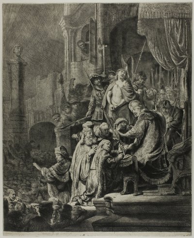 Christus voor Pilatus: Grote plaat door Rembrandt van Rijn