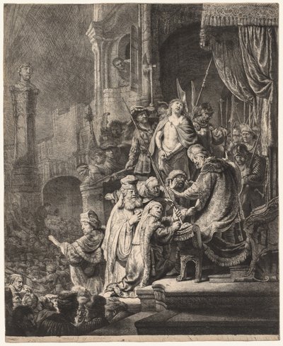 Christus voor Pilatus: Grote Plaat door Rembrandt van Rijn