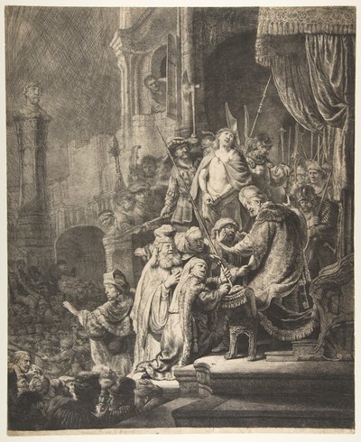 Christus voor Pilatus: de grote plaat door Rembrandt van Rijn