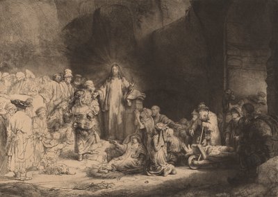 Christus Prediking De Honderd Guilder Print door Rembrandt van Rijn