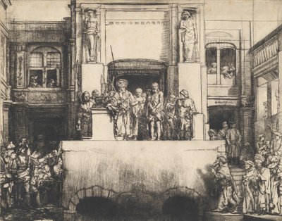 Christus Gepresenteerd aan het Volk: Liggende Plaat, 1655 door Rembrandt van Rijn