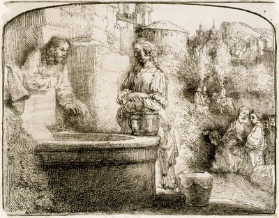Christus en de vrouw uit Samaria door Rembrandt van Rijn