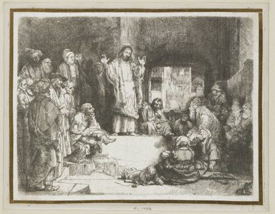 Christus predikt (‘Het kleine graf’) door Rembrandt van Rijn