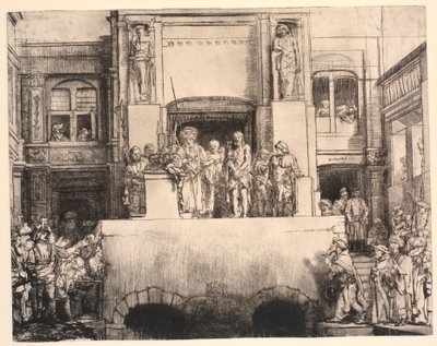 Christus gepresenteerd aan het volk: grote langwerpige plaat door Rembrandt van Rijn