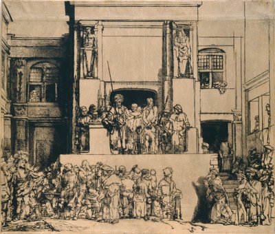 Christus gepresenteerd aan het volk: langwerpige plaat door Rembrandt van Rijn
