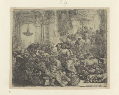 Christus verjaagt de geldwisselaars uit de Tempel door Rembrandt van Rijn
