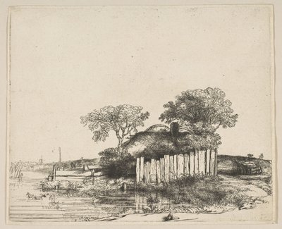 Huisje met een witte omheining, 1648 door Rembrandt van Rijn