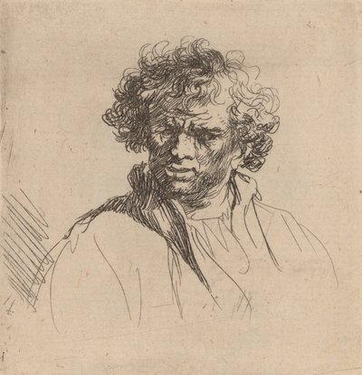 Krullenkop met een scheve mond door Rembrandt van Rijn