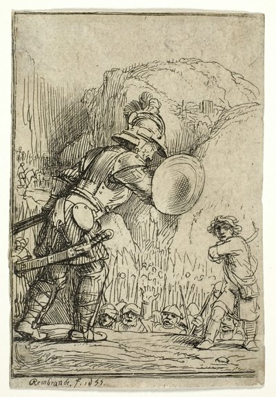 David en Goliath door Rembrandt van Rijn