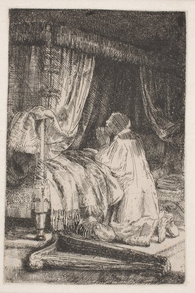 David in gebed door Rembrandt van Rijn