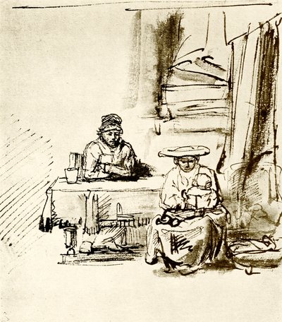 Gezinsscene door Rembrandt van Rijn