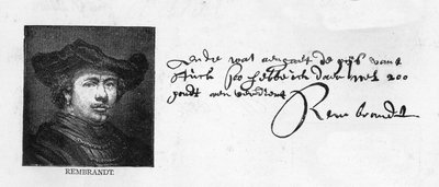 Handschrift en handtekening van Rembrandt uit een brief aan Constantine Huygens, c. 1640 door Rembrandt van Rijn
