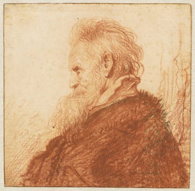 Hoofd van een Oude Man (recto) door Rembrandt van Rijn