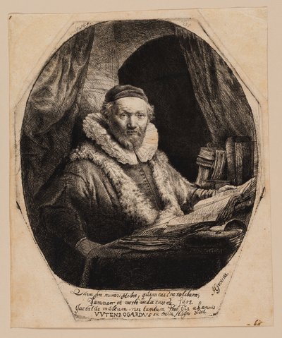 Jan Uytenbogaert, predikant van de remonstranten door Rembrandt van Rijn