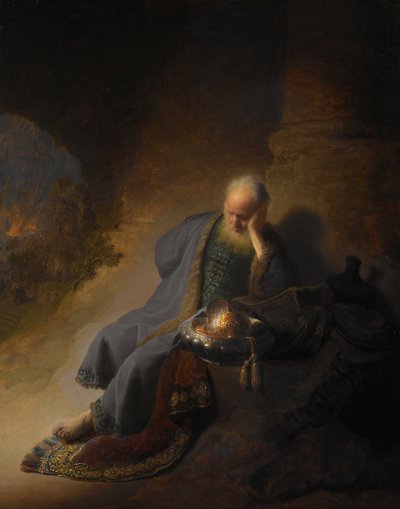 Jeremia die treurt om de verwoesting van Jeruzalem, 1630 door Rembrandt van Rijn