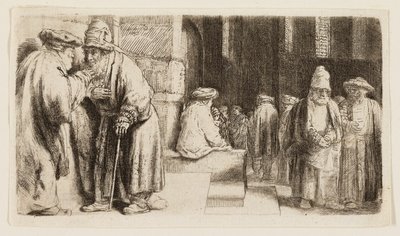 Joden in de Synagoge door Rembrandt van Rijn