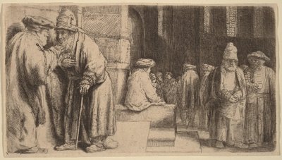 Joden in de synagoge door Rembrandt van Rijn