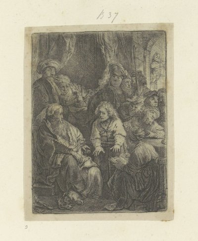 Jozef vertelt zijn dromen door Rembrandt van Rijn