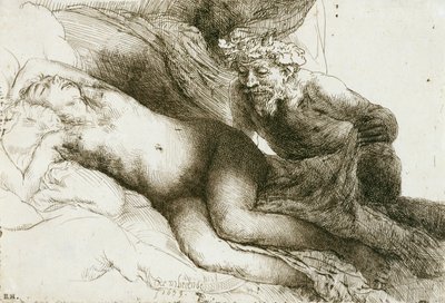 Jupiter en Antiope, 1659 door Rembrandt van Rijn