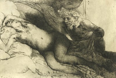 Jupiter en Antiope, ca. 1659 door Rembrandt van Rijn