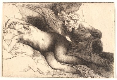 Jupiter en Antiope: de Grotere Plaat door Rembrandt van Rijn