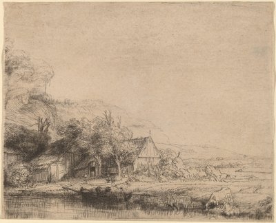 Landschap met een Koe door Rembrandt van Rijn