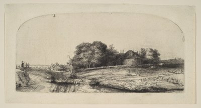 Landschap met een Hooischuur en een Kudde Schapen, 1652 door Rembrandt van Rijn