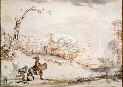 Landschap met een ruiter, 1648-1650 door Rembrandt van Rijn