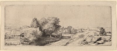 Landschap met een Melkboer door Rembrandt van Rijn