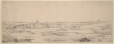 Landschap met uitzicht op Haarlem (Het Goudweegersveld) door Rembrandt van Rijn