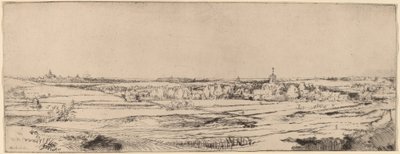 Landschap met Uitzicht op Haarlem (Het Goudwegersveld) door Rembrandt van Rijn