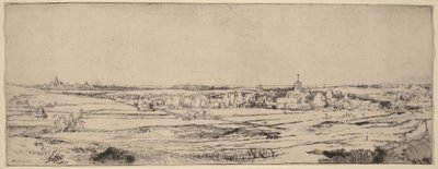 Landschap met uitzicht op Haarlem (Het Goudweegersveld) door Rembrandt van Rijn