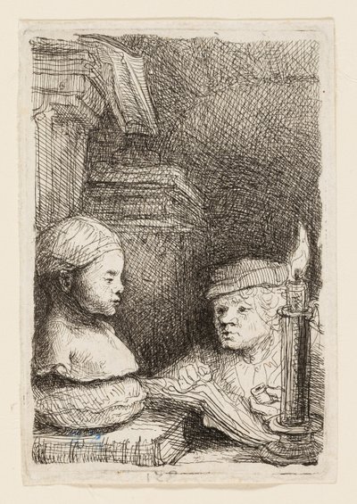Man Tekent van een Gipsafgietsel door Rembrandt van Rijn